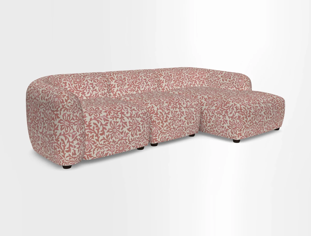 Form modular chaise sofa RHF in Harpers Bazaar Spheres Artists Peony
