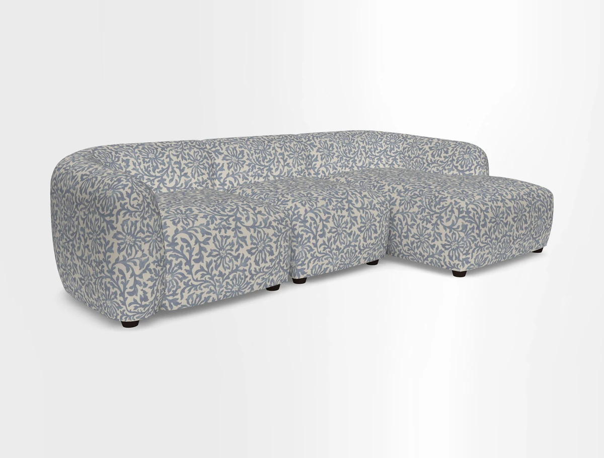 Form modular chaise sofa RHF in Harpers Bazaar Spheres Artists Peony