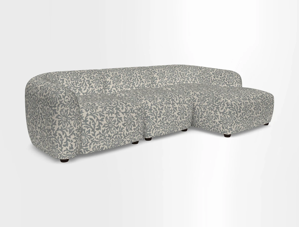 Form modular chaise sofa RHF in Harpers Bazaar Spheres Artists Peony