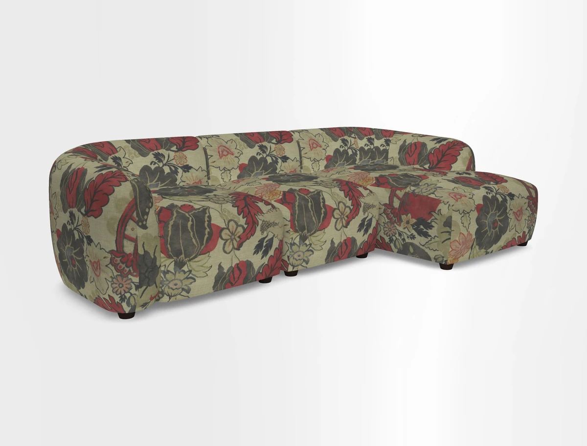 Form modular chaise sofa RHF in Harpers Bazaar Spheres Artists Peony