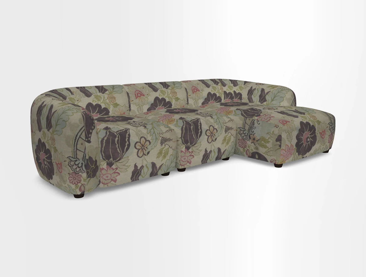Form modular chaise sofa LHF in Harpers Bazaar Spheres Artists Peony