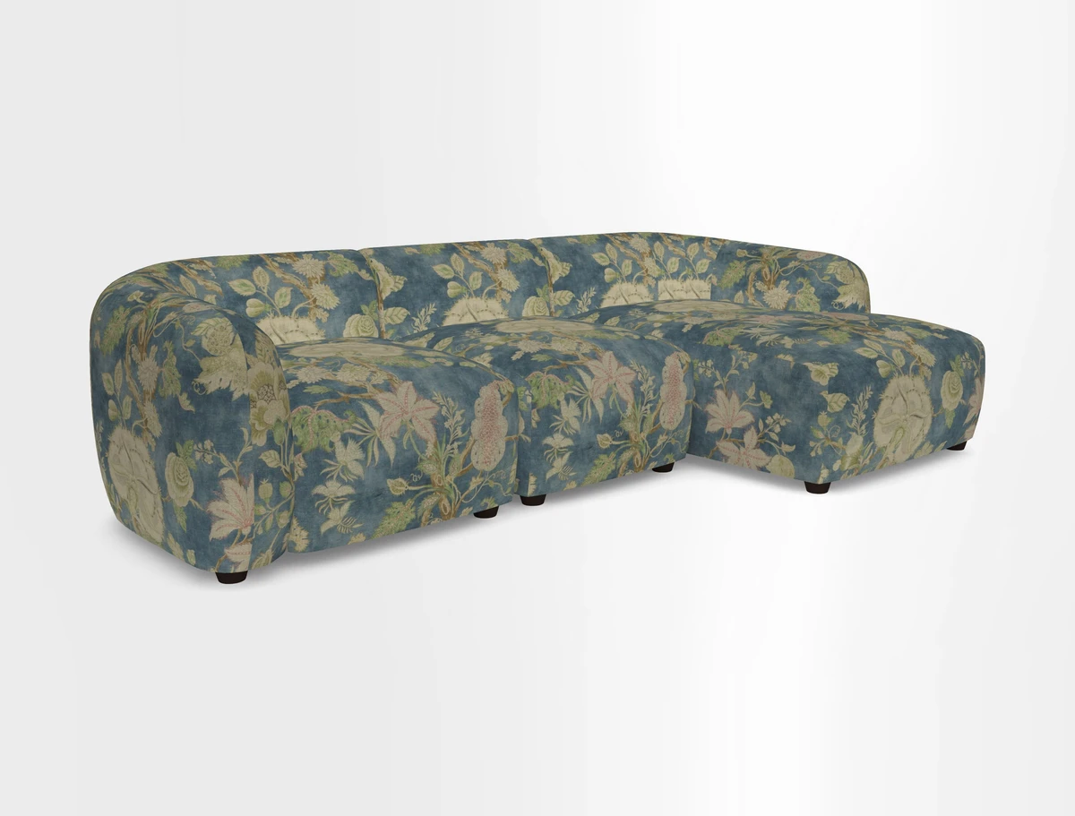 Form modular chaise sofa RHF in Harpers Bazaar Spheres Artists Peony
