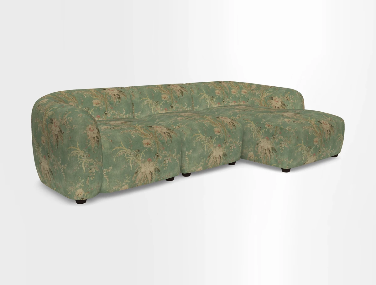Form modular chaise sofa LHF in Harpers Bazaar Spheres Artists Peony