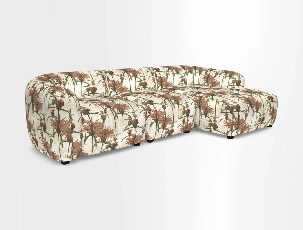 Form modular chaise sofa LHF in Harpers Bazaar Spheres Artists Peony