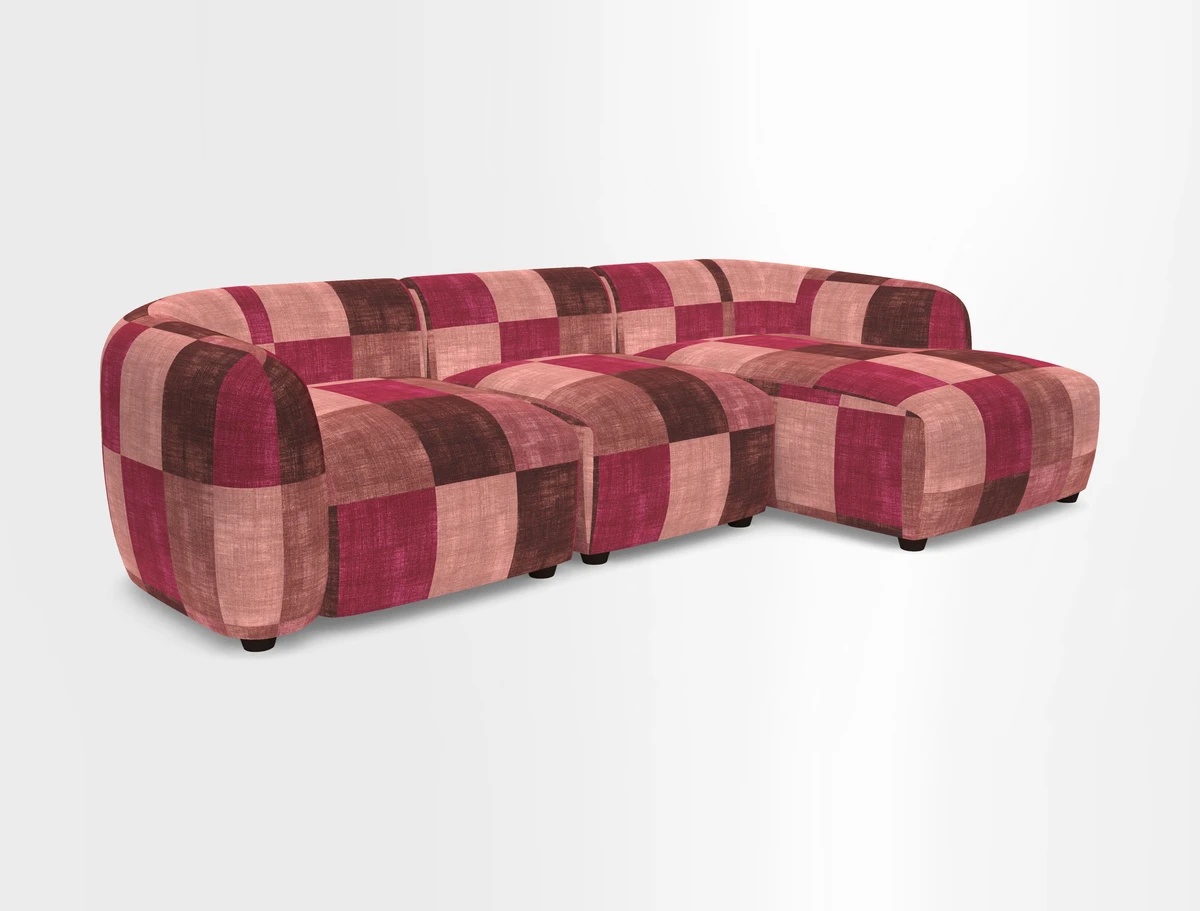 Form modular chaise sofa RHF in Harpers Bazaar Spheres Artists Peony