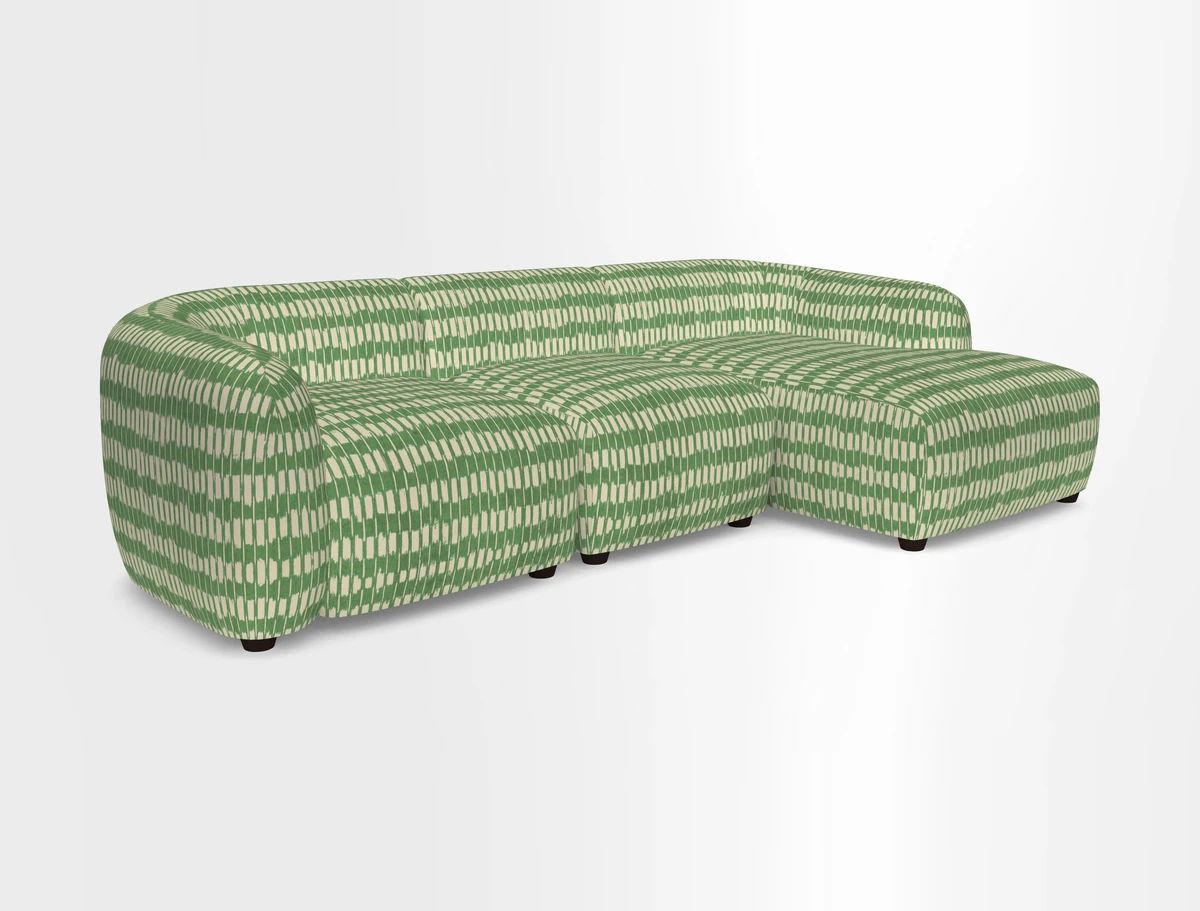 Form modular chaise sofa RHF in Harpers Bazaar Spheres Artists Peony