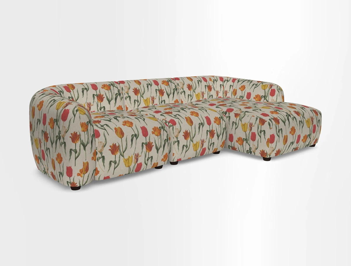 Form modular chaise sofa RHF in Harpers Bazaar Spheres Artists Peony