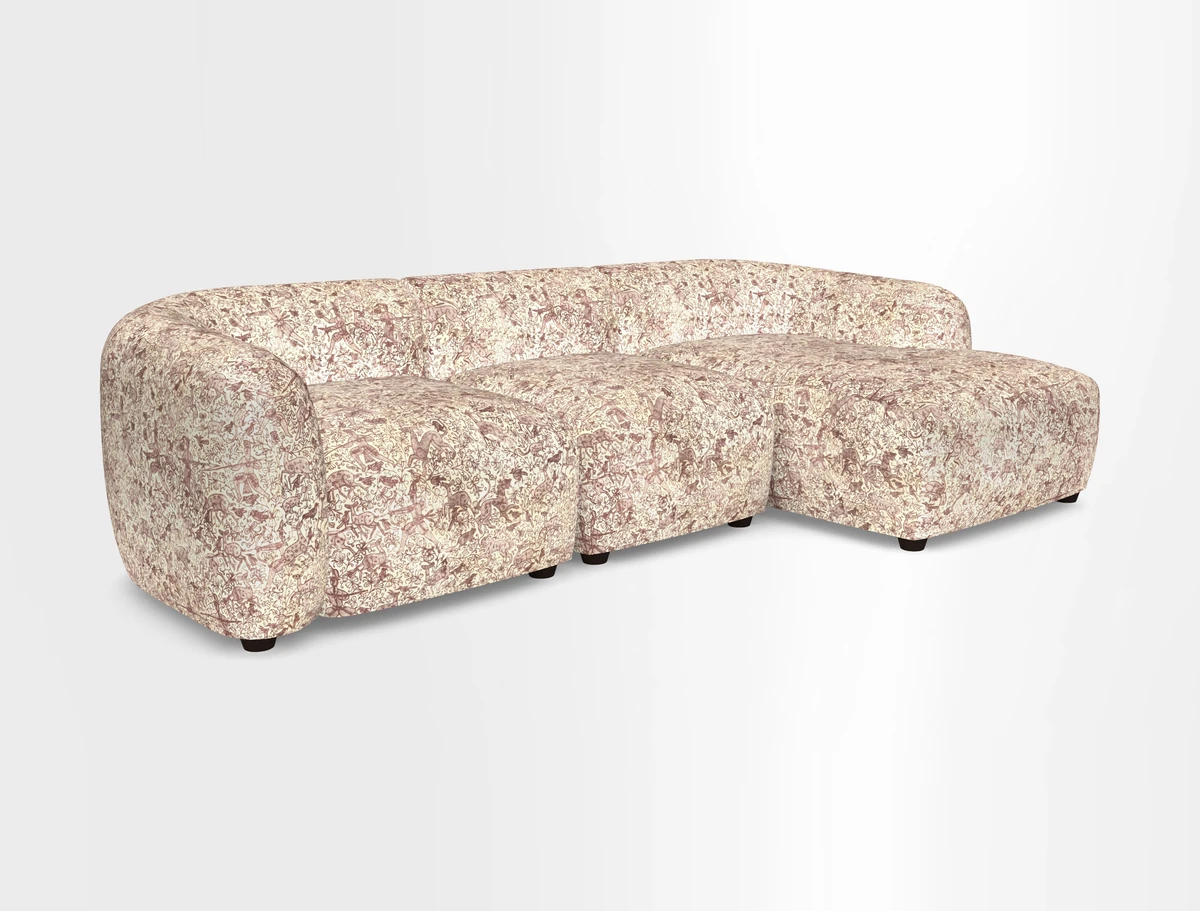 Form modular chaise sofa RHF in Harpers Bazaar Spheres Artists Peony
