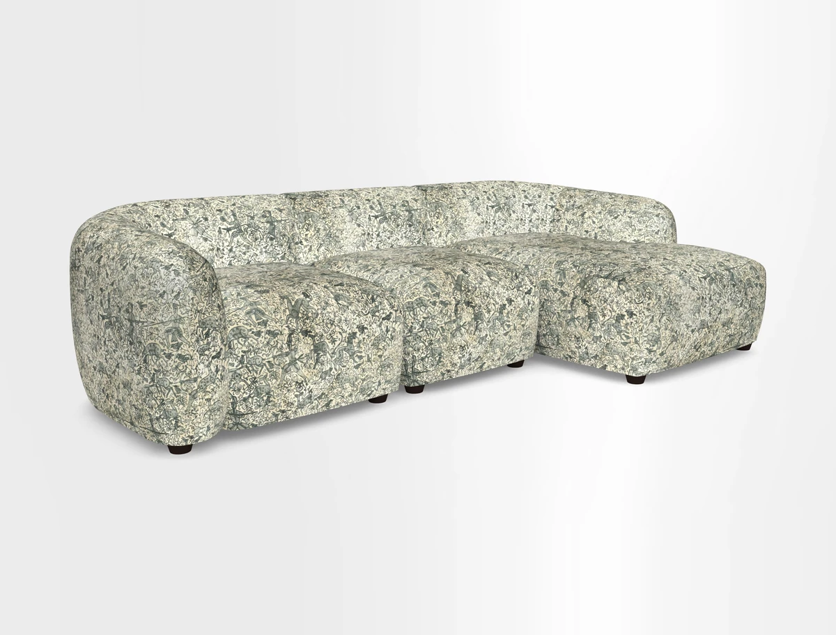 Form modular chaise sofa RHF in Harpers Bazaar Spheres Artists Peony