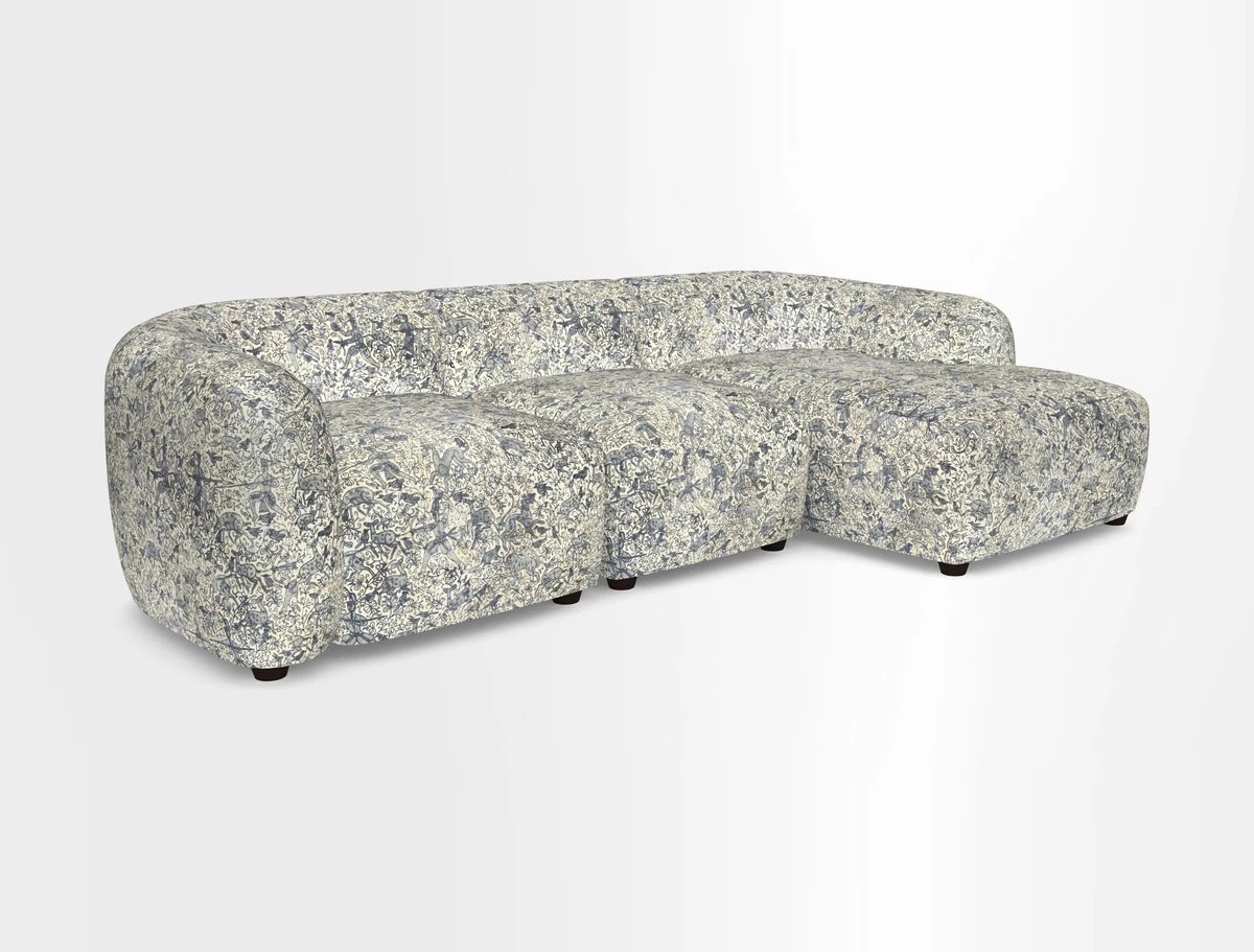 Form modular chaise sofa RHF in Harpers Bazaar Spheres Artists Peony