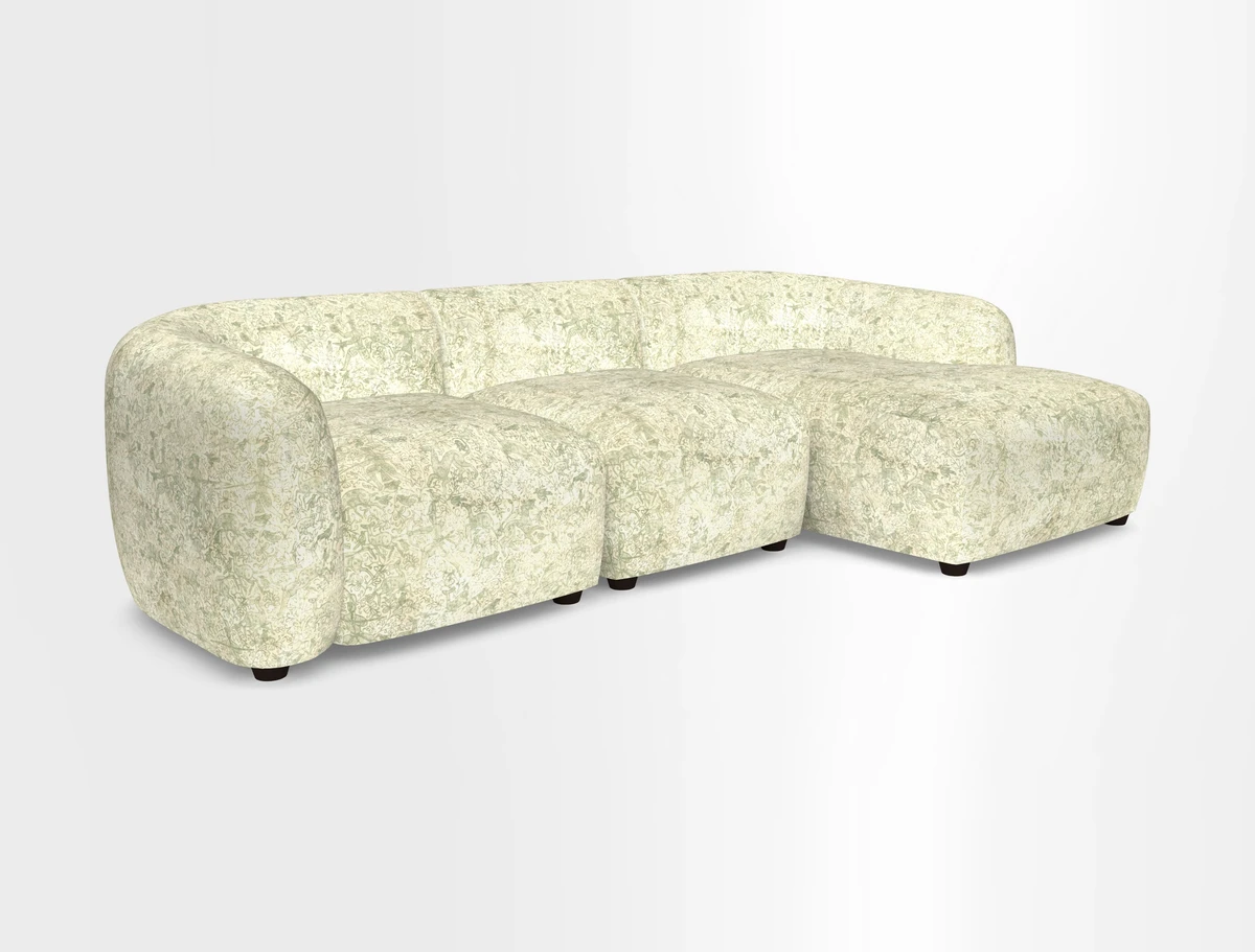Form modular chaise sofa RHF in Harpers Bazaar Spheres Artists Peony