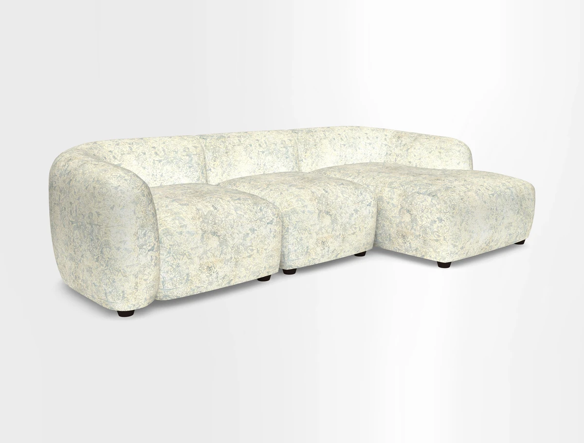 Form modular chaise sofa RHF in Harpers Bazaar Spheres Artists Peony