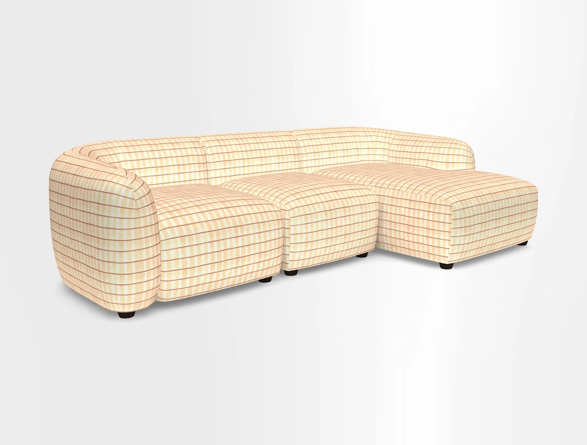 Form modular chaise sofa RHF in Harpers Bazaar Spheres Artists Peony