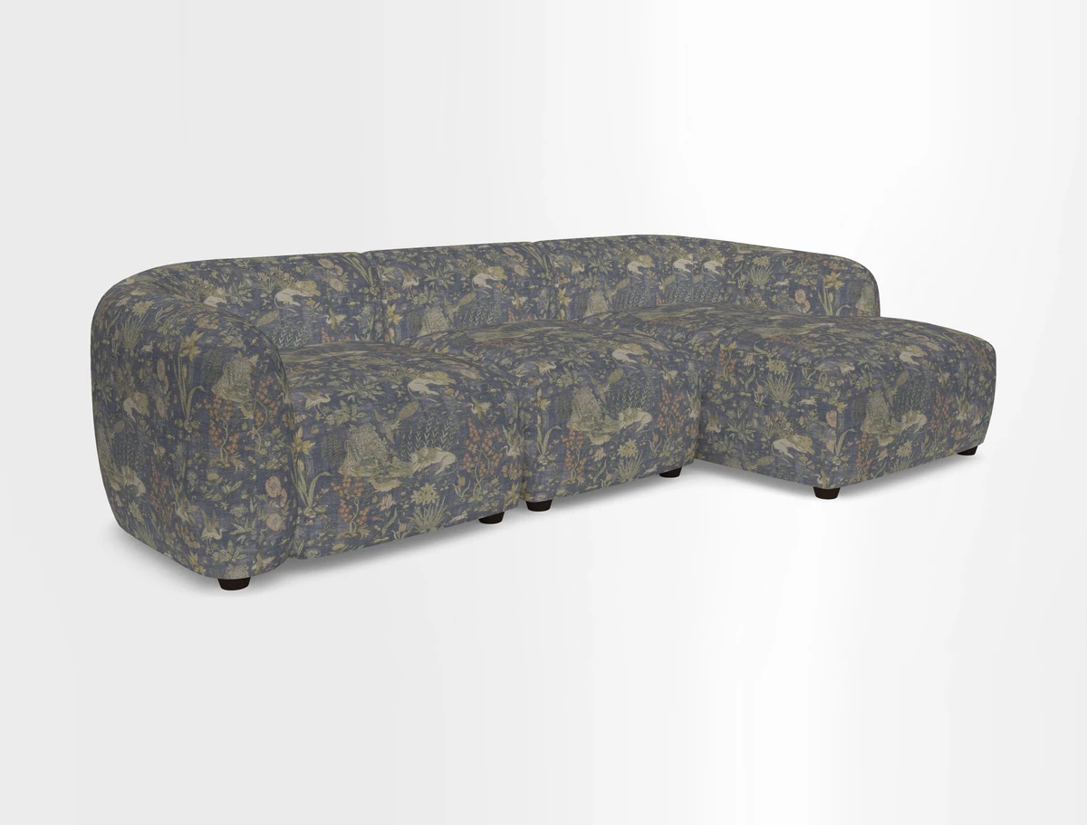 Form modular chaise sofa RHF in Harpers Bazaar Spheres Artists Peony