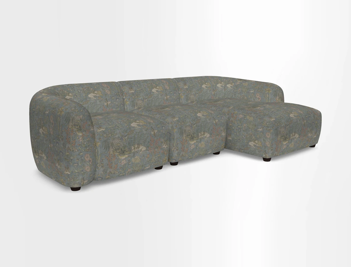 Form modular chaise sofa RHF in Harpers Bazaar Spheres Artists Peony
