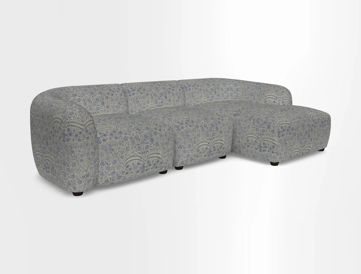 Form modular chaise sofa RHF in Harpers Bazaar Spheres Artists Peony