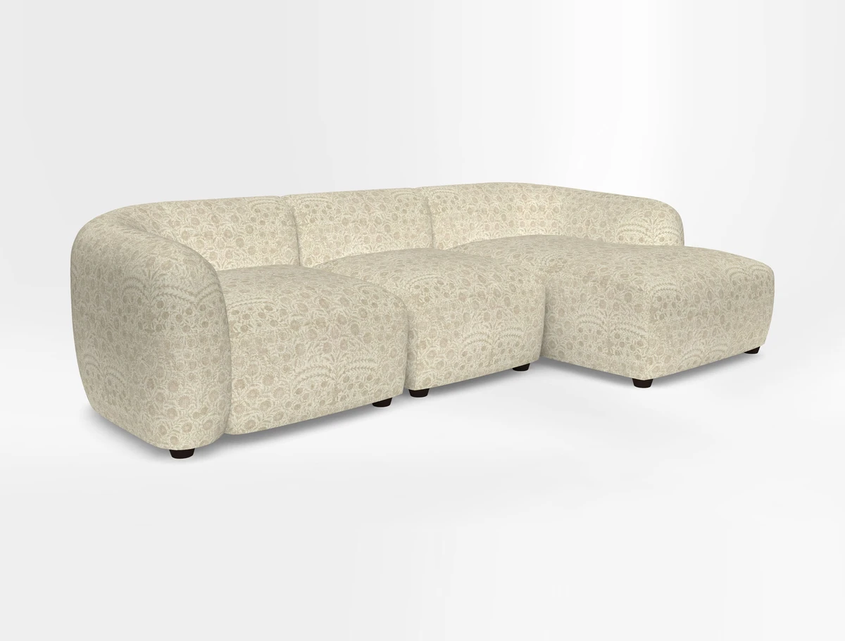 Form modular chaise sofa RHF in Harpers Bazaar Spheres Artists Peony