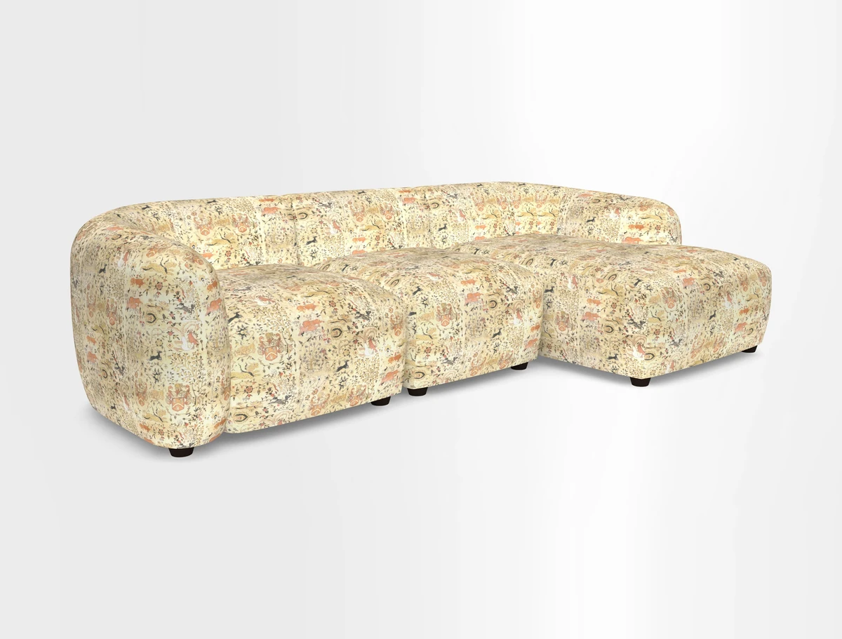 Form modular chaise sofa RHF in Harpers Bazaar Spheres Artists Peony