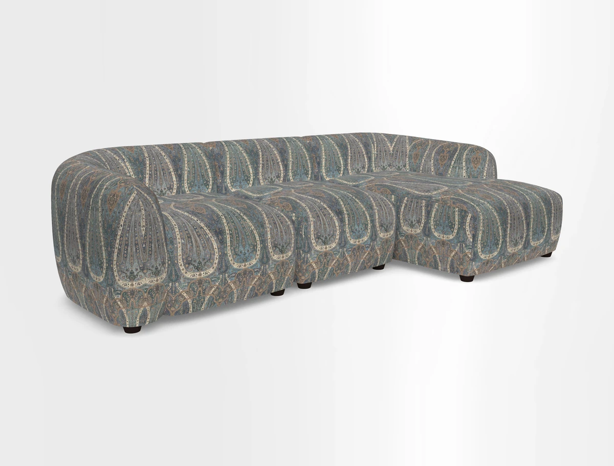 Form modular chaise sofa RHF in Harpers Bazaar Spheres Artists Peony