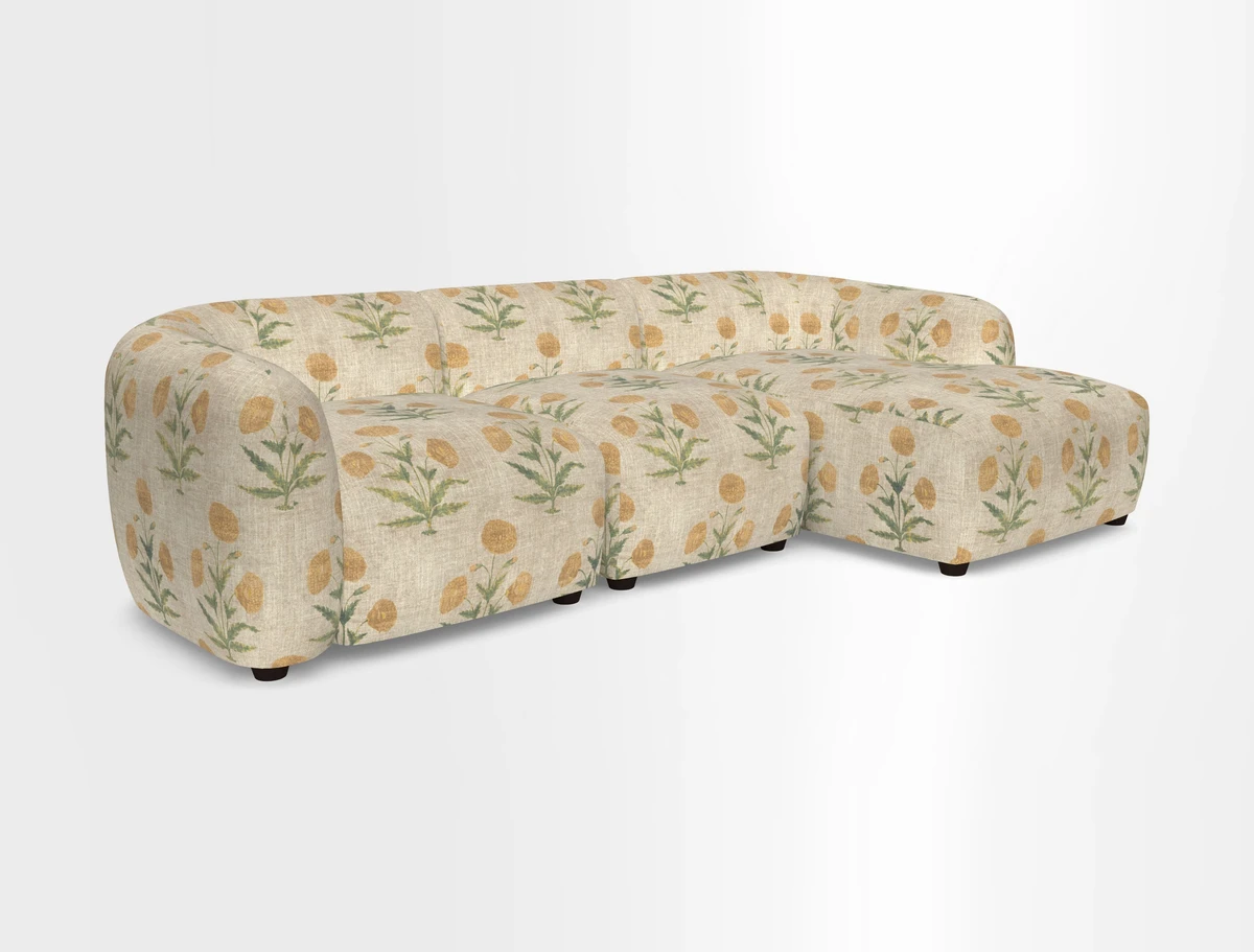 Form modular chaise sofa RHF in Harpers Bazaar Spheres Artists Peony