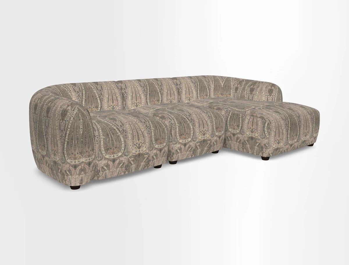 Form modular chaise sofa RHF in Harpers Bazaar Spheres Artists Peony