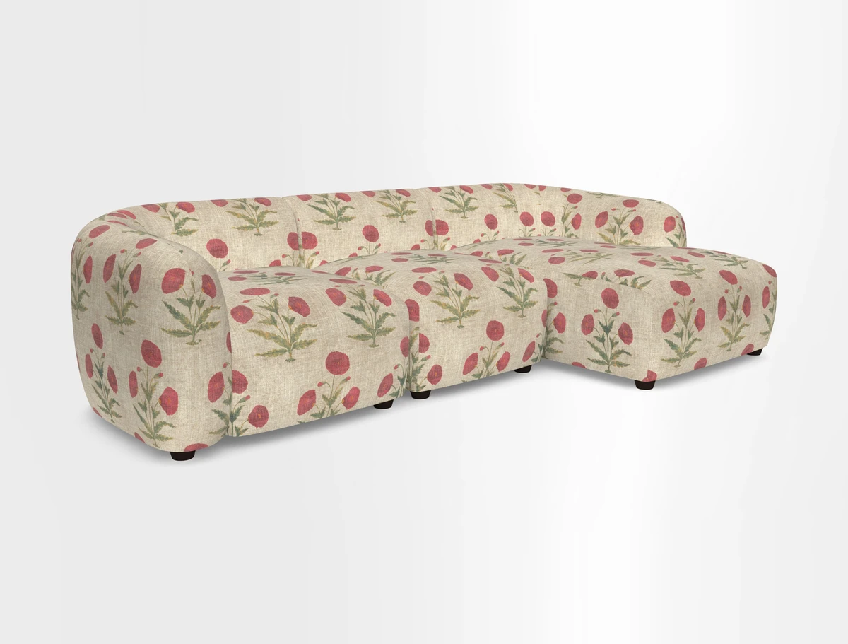 Form modular chaise sofa RHF in Harpers Bazaar Spheres Artists Peony