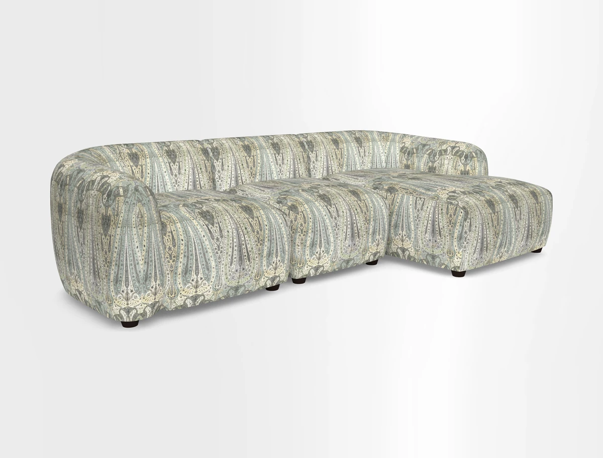Form modular chaise sofa RHF in Harpers Bazaar Spheres Artists Peony