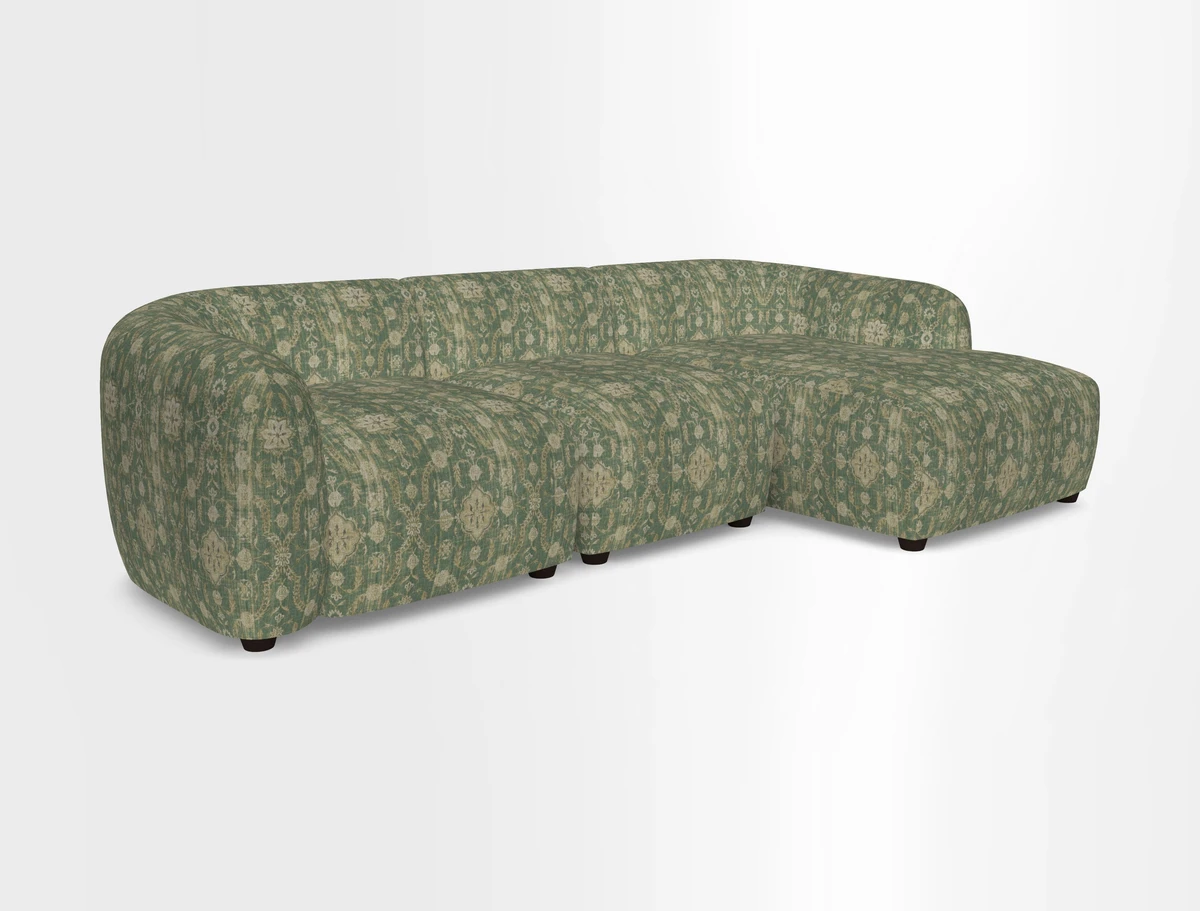 Form modular chaise sofa RHF in Harpers Bazaar Spheres Artists Peony