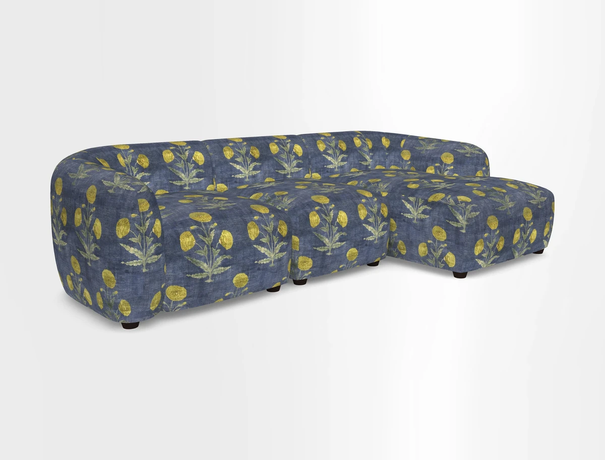 Form modular chaise sofa RHF in Harpers Bazaar Spheres Artists Peony