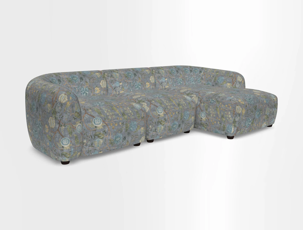 Form modular chaise sofa RHF in Harpers Bazaar Spheres Artists Peony