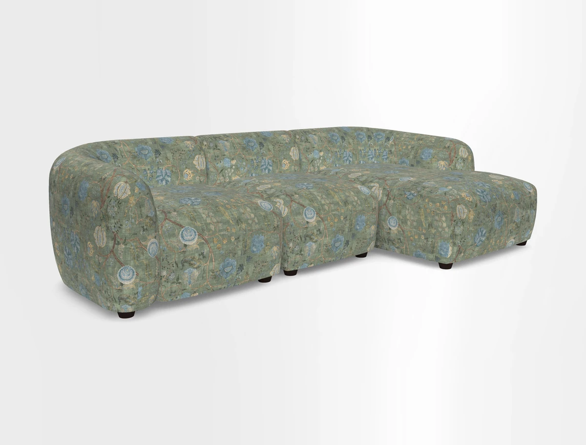 Form modular chaise sofa RHF in Harpers Bazaar Spheres Artists Peony