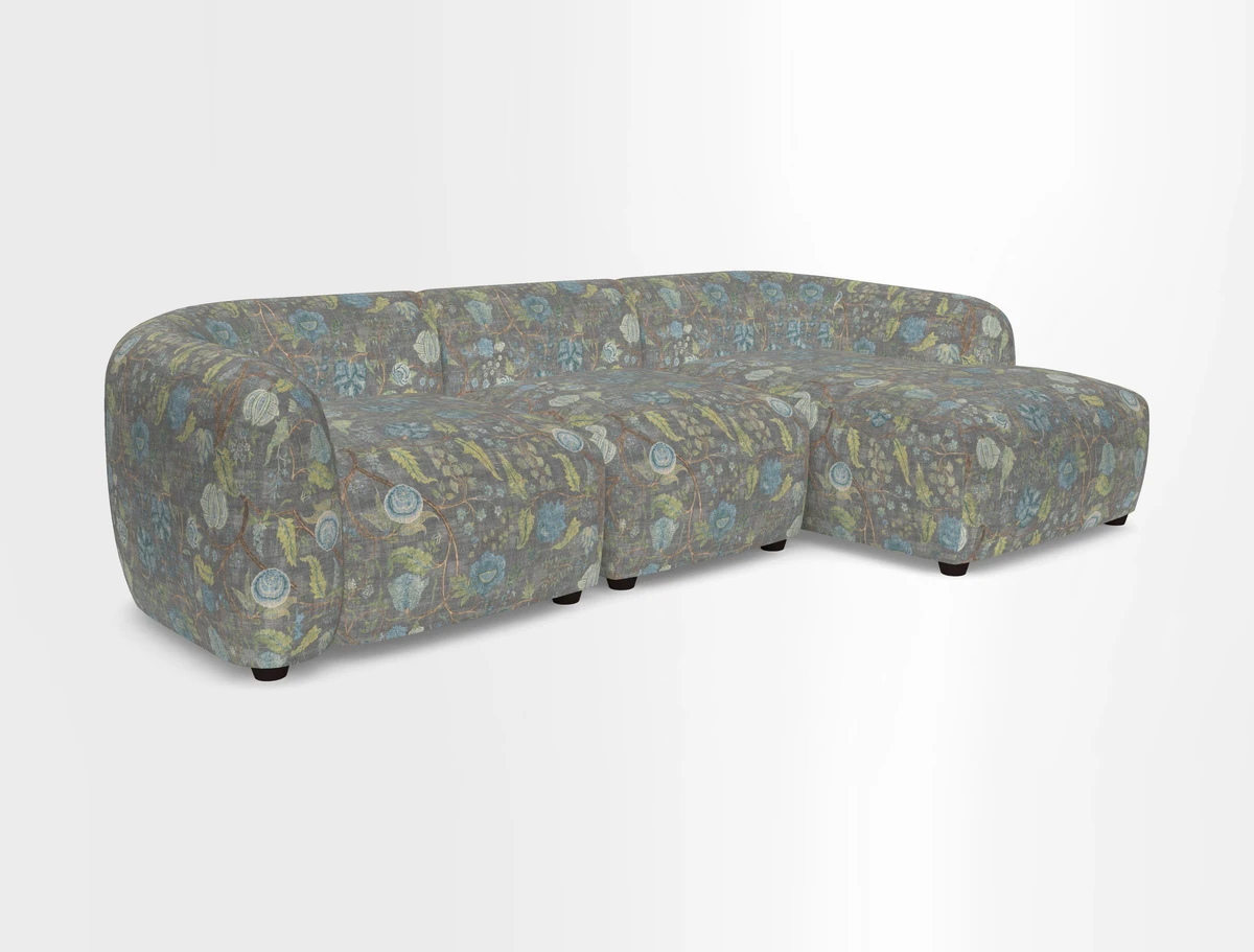 Form modular chaise sofa RHF in Harpers Bazaar Spheres Artists Peony