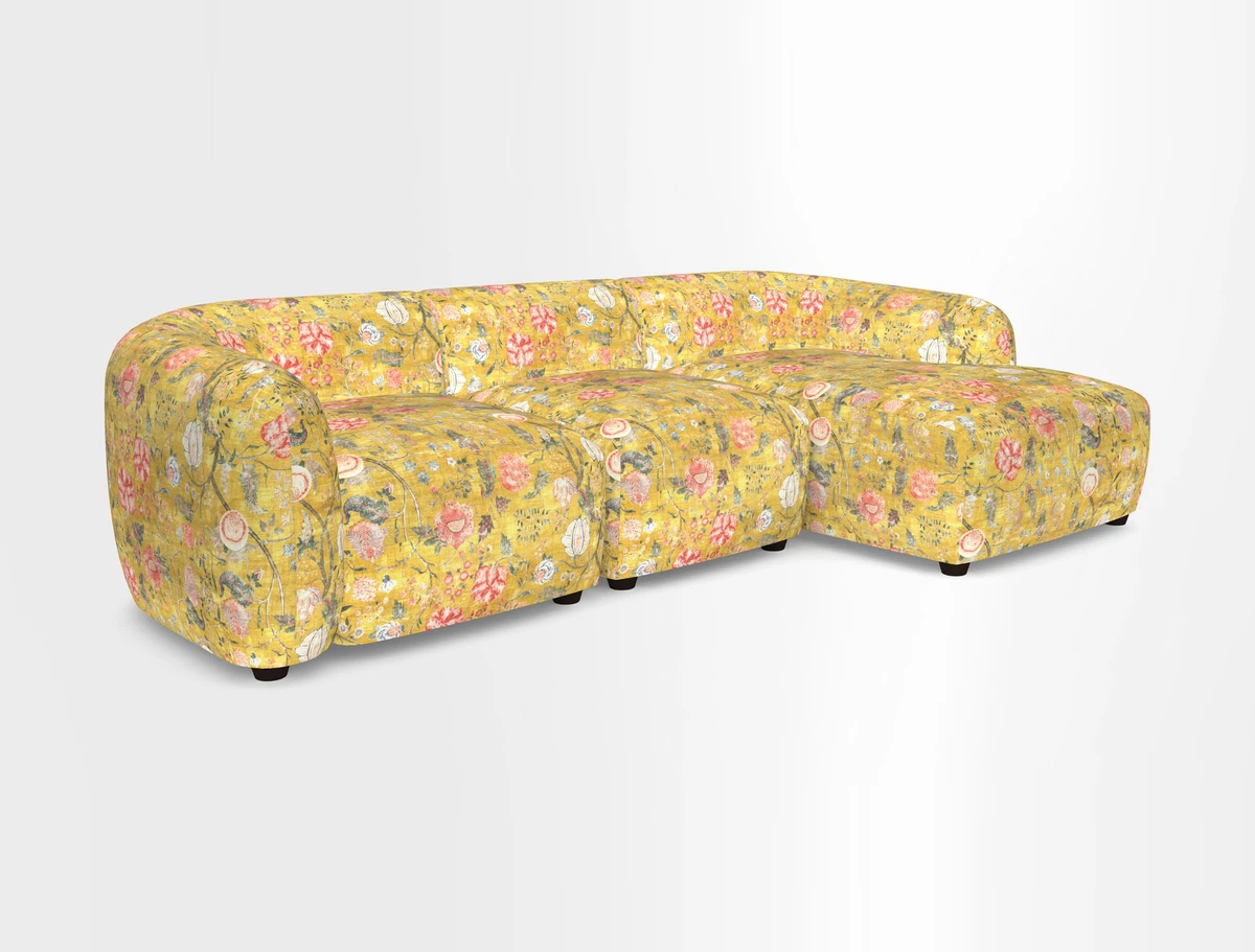 Form modular chaise sofa RHF in Harpers Bazaar Spheres Artists Peony