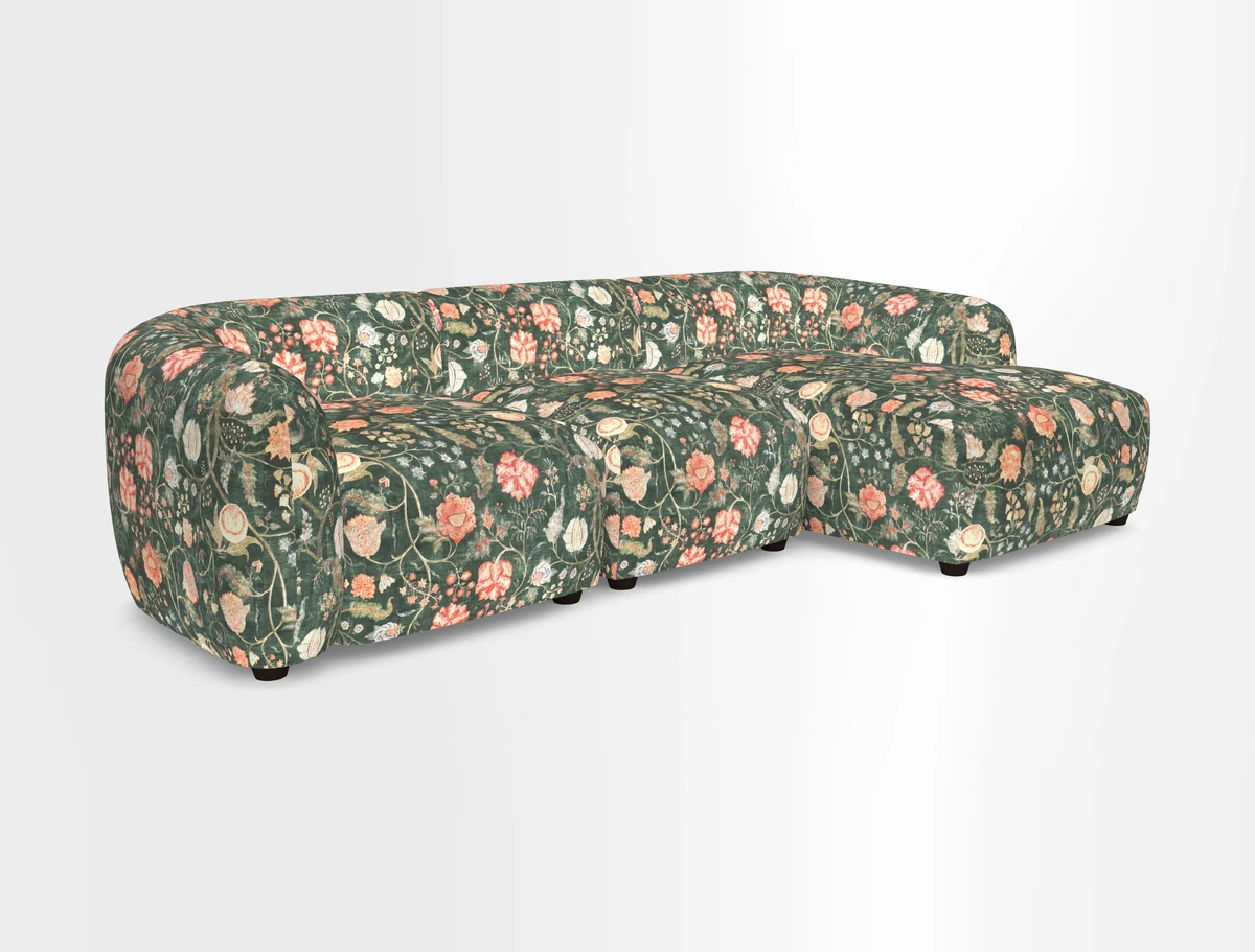 Form modular chaise sofa RHF in Harpers Bazaar Spheres Artists Peony