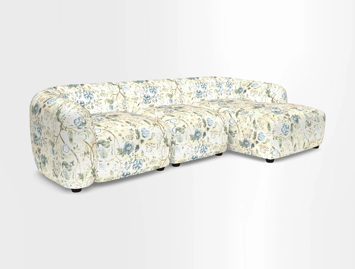 Form modular chaise sofa RHF in Harpers Bazaar Spheres Artists Peony