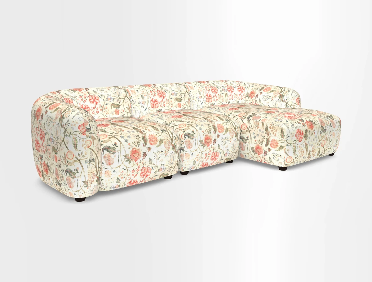 Form modular chaise sofa RHF in Harpers Bazaar Spheres Artists Peony
