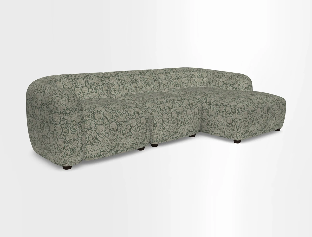 Form modular chaise sofa RHF in Harpers Bazaar Spheres Artists Peony