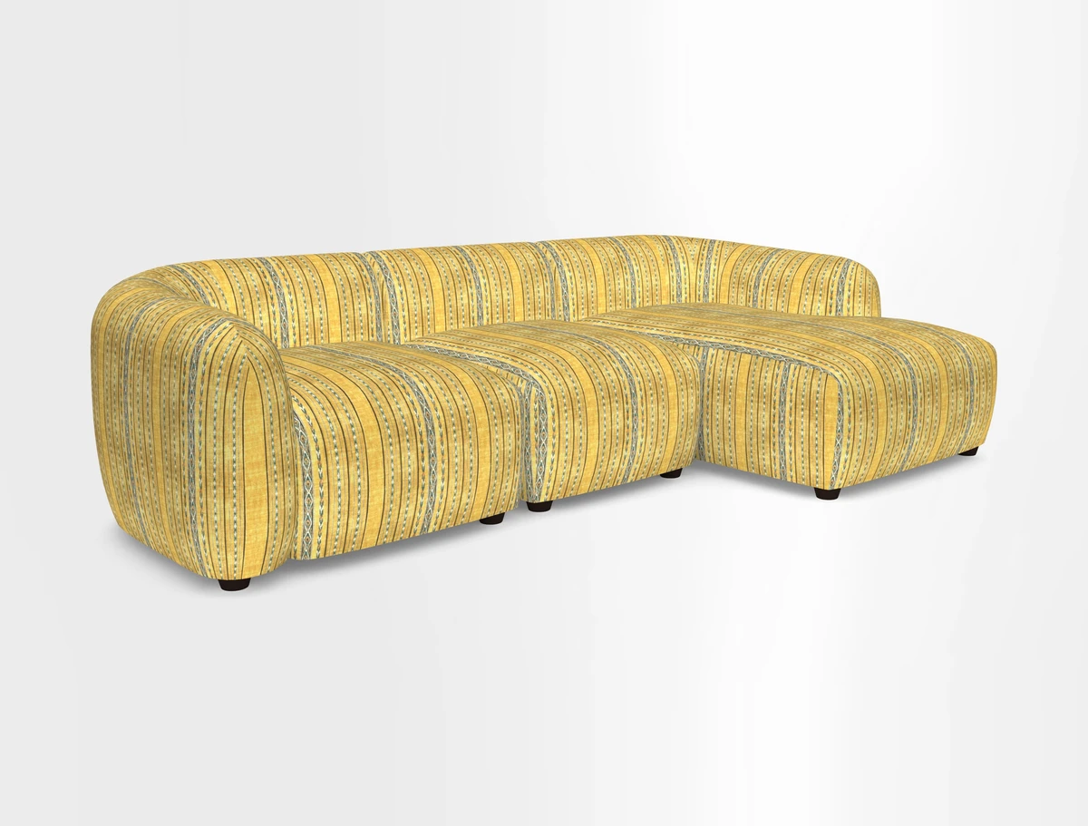 Form modular chaise sofa RHF in Harpers Bazaar Spheres Artists Peony