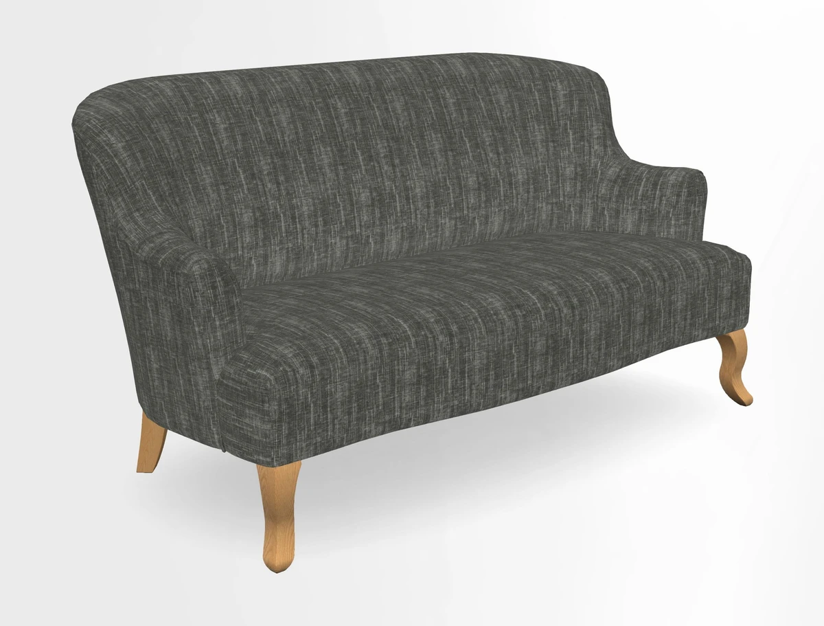 Grassington 3 Seater Sofa in RHS Botanicals on Velvet Ferns Toile Olive with scatter in Almost Plain Velvet Harvest
