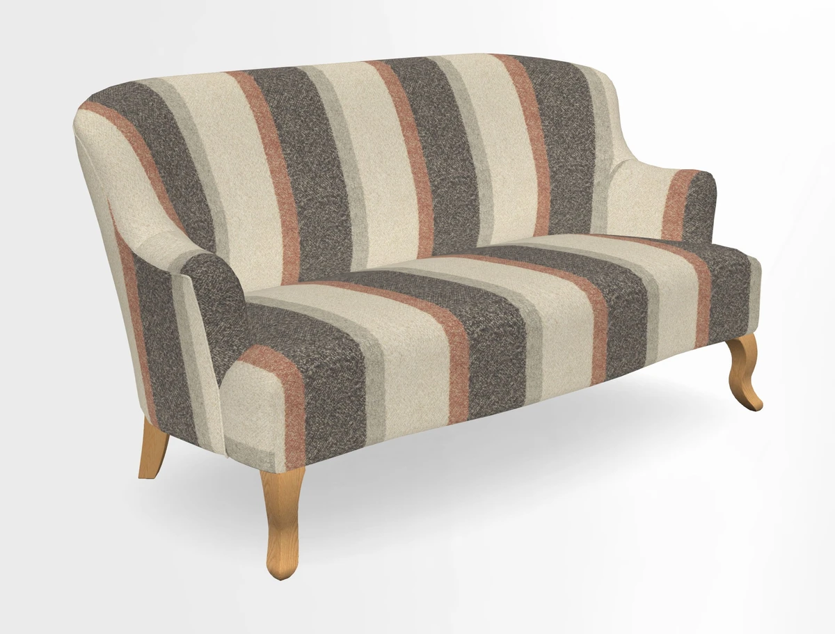 Grassington 3 Seater Sofa in RHS Botanicals on Velvet Ferns Toile Olive with scatter in Almost Plain Velvet Harvest