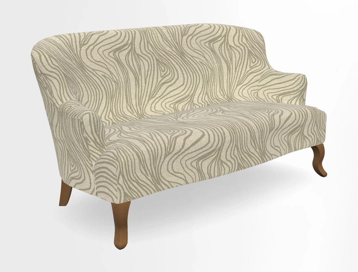 Grassington 3 Seater Sofa in RHS Botanicals on Velvet Ferns Toile Olive with scatter in Almost Plain Velvet Harvest