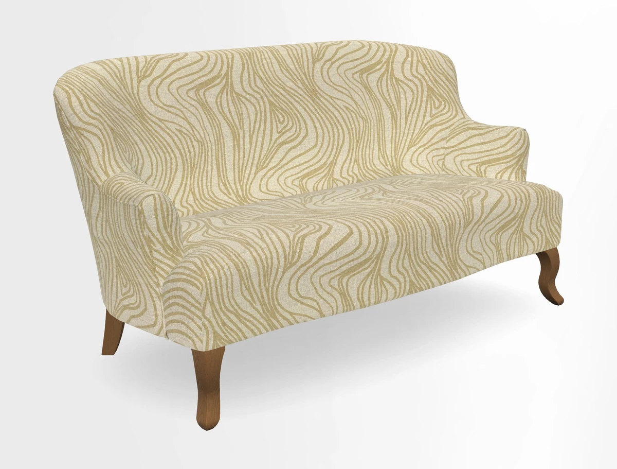 Grassington 3 Seater Sofa in RHS Botanicals on Velvet Ferns Toile Olive with scatter in Almost Plain Velvet Harvest
