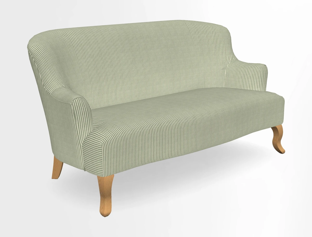 Grassington 3 Seater Sofa in RHS Botanicals on Velvet Ferns Toile Olive with scatter in Almost Plain Velvet Harvest