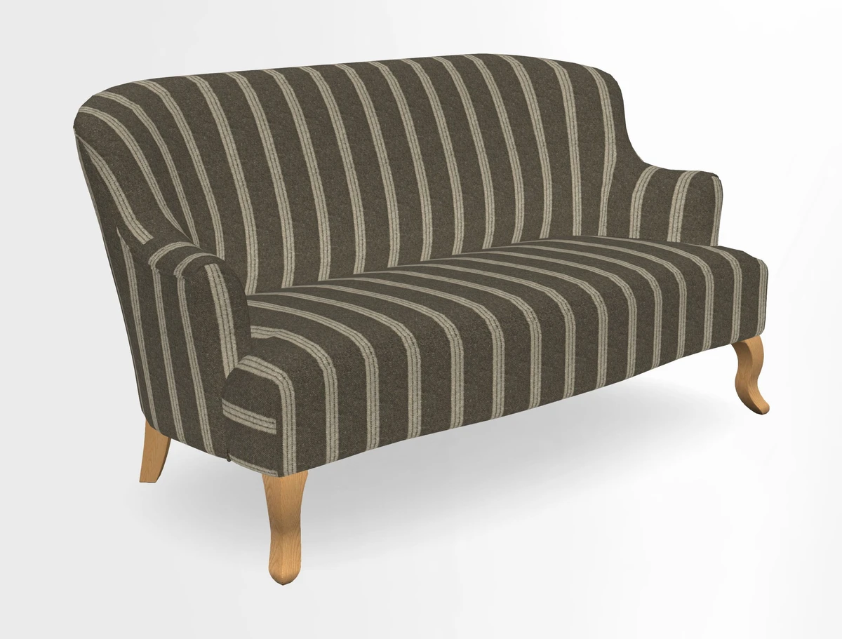 Grassington 3 Seater Sofa in RHS Botanicals on Velvet Ferns Toile Olive with scatter in Almost Plain Velvet Harvest