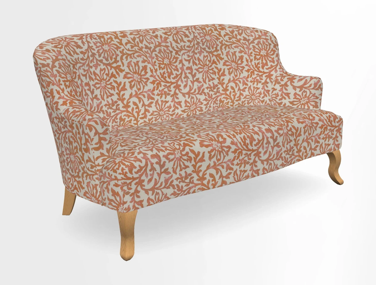 Grassington 3 Seater Sofa in RHS Botanicals on Velvet Ferns Toile Olive with scatter in Almost Plain Velvet Harvest