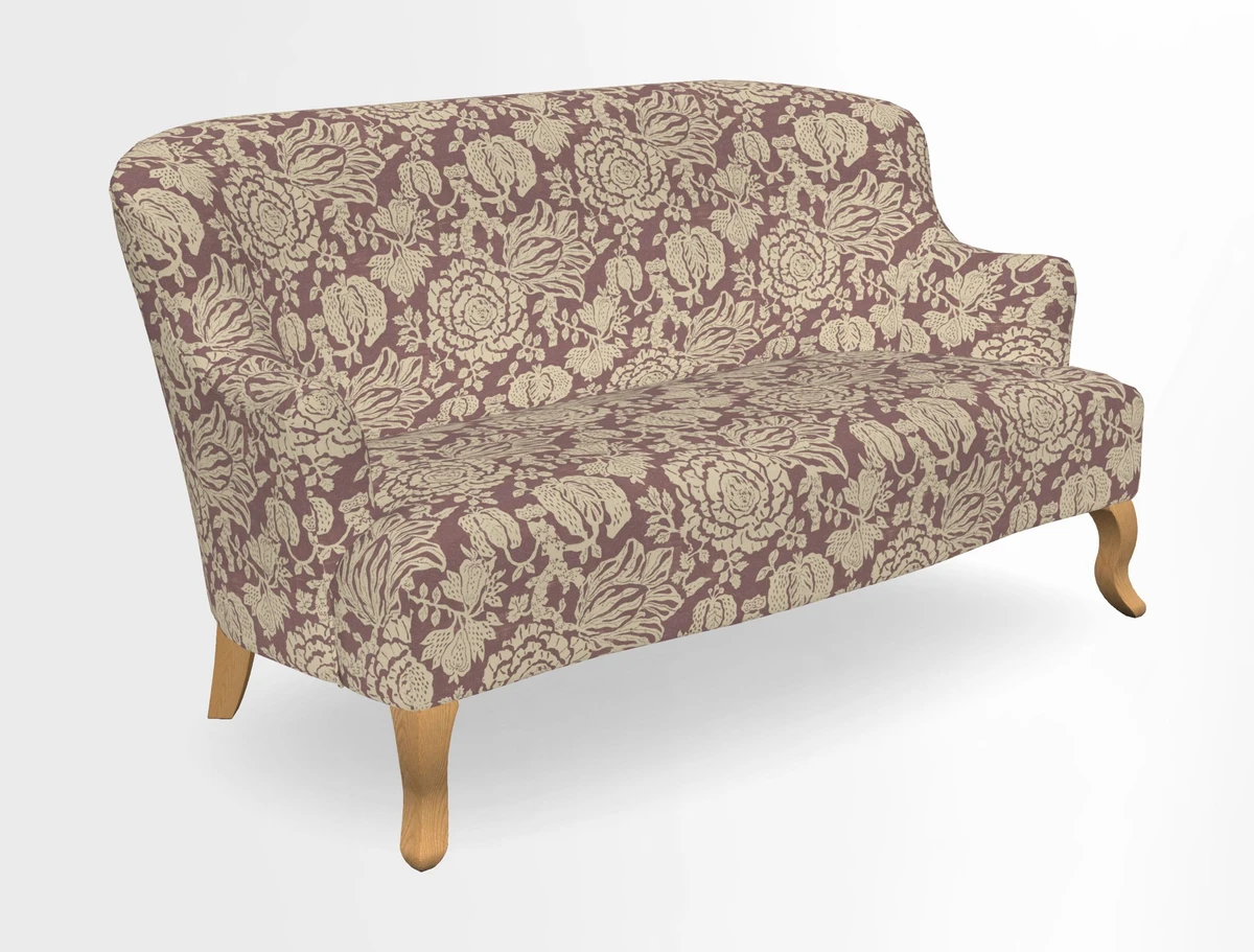 Grassington 3 Seater Sofa in RHS Botanicals on Velvet Ferns Toile Olive with scatter in Almost Plain Velvet Harvest