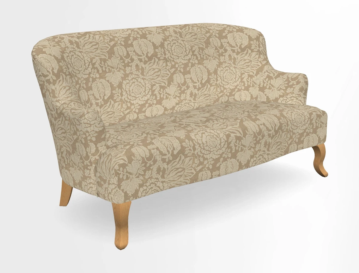 Grassington 3 Seater Sofa in RHS Botanicals on Velvet Ferns Toile Olive with scatter in Almost Plain Velvet Harvest