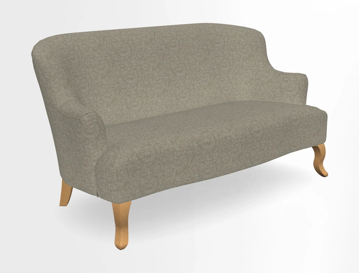 Grassington 3 Seater Sofa in RHS Botanicals on Velvet Ferns Toile Olive with scatter in Almost Plain Velvet Harvest