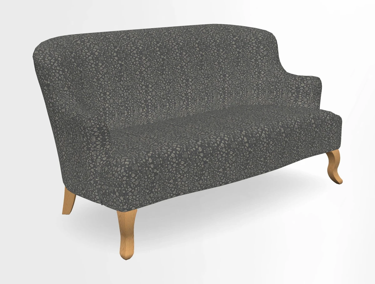 Grassington 3 Seater Sofa in RHS Botanicals on Velvet Ferns Toile Olive with scatter in Almost Plain Velvet Harvest