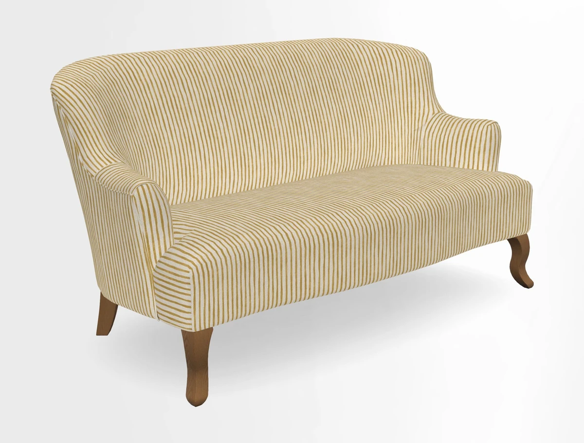 Grassington 3 Seater Sofa in RHS Botanicals on Velvet Ferns Toile Olive with scatter in Almost Plain Velvet Harvest